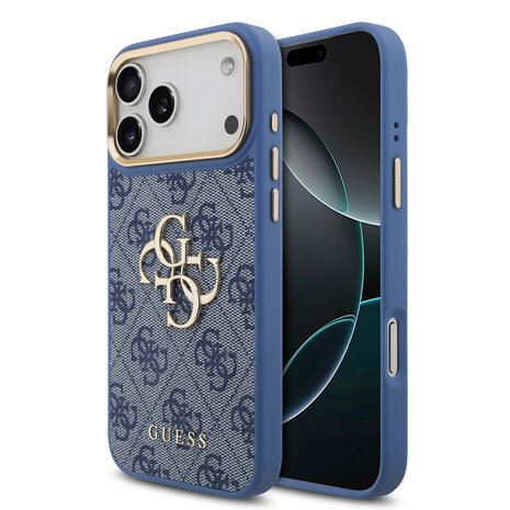 Guess Guess iPhone 18 Pro Max Back cover coque - HC 4G PU With Big 4G Classic Logo GD - Bleu Guess Guess iPhone 18 Pro Max Back cover coque - HC 4G PU With Big 4G Classic Logo GD - Bleu