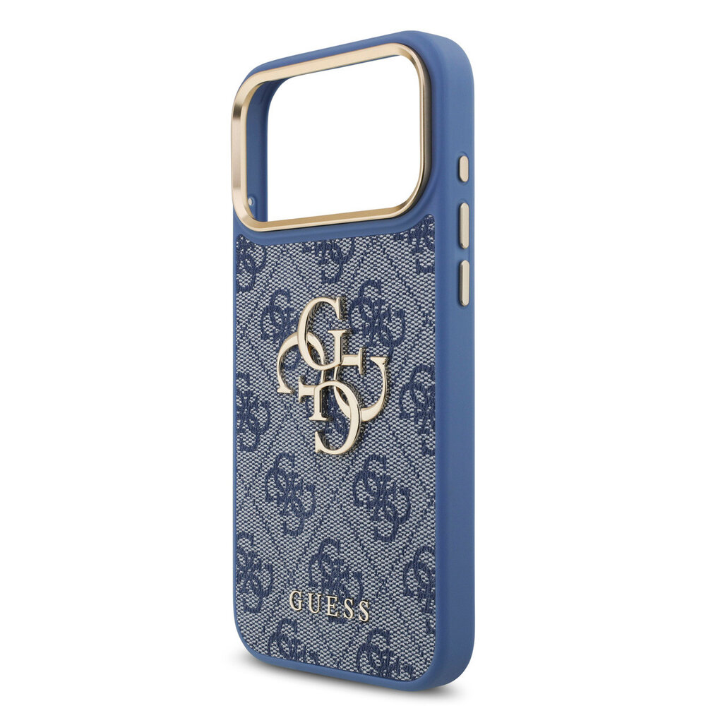 Guess Guess iPhone 18 Pro Max Back cover coque - HC 4G PU With Big 4G Classic Logo GD - Bleu Guess Guess iPhone 18 Pro Max Back cover coque - HC 4G PU With Big 4G Classic Logo GD - Bleu