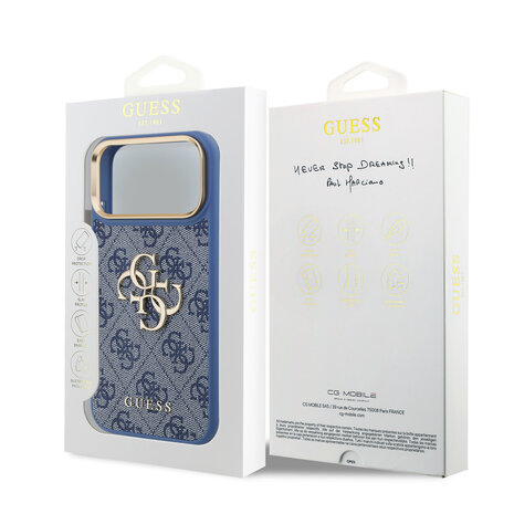 Guess Guess iPhone 18 Pro Max Back cover case - HC 4G PU With Big 4G Classic Logo GD - Blue Guess Guess iPhone 18 Pro Max Back cover case - HC 4G PU With Big 4G Classic Logo GD - Blue