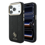 Guess Guess iPhone 18 Pro Back cover case - HC Magsafe PU Stripe HS Peony 4G Logo - Black Guess Guess iPhone 18 Pro Back cover case - HC Magsafe PU Stripe HS Peony 4G Logo - Black