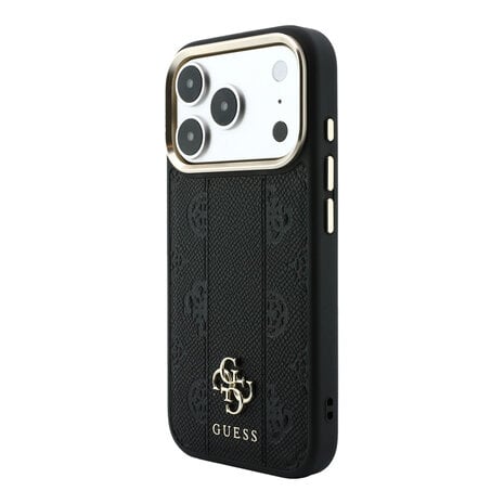 Guess Guess iPhone 18 Pro Back cover coque - HC Magsafe PU Stripe HS Peony 4G Logo - Noir Guess Guess iPhone 18 Pro Back cover coque - HC Magsafe PU Stripe HS Peony 4G Logo - Noir