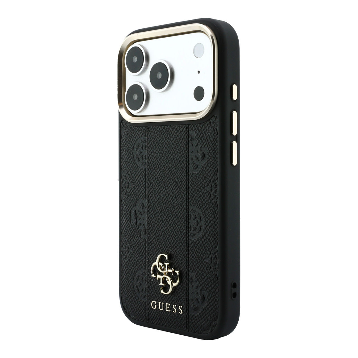 Guess Guess iPhone 18 Pro Backcover hoesje - HC Magsafe PU Stripe HS Peony 4G Logo - Zwart, foto 2 van 6