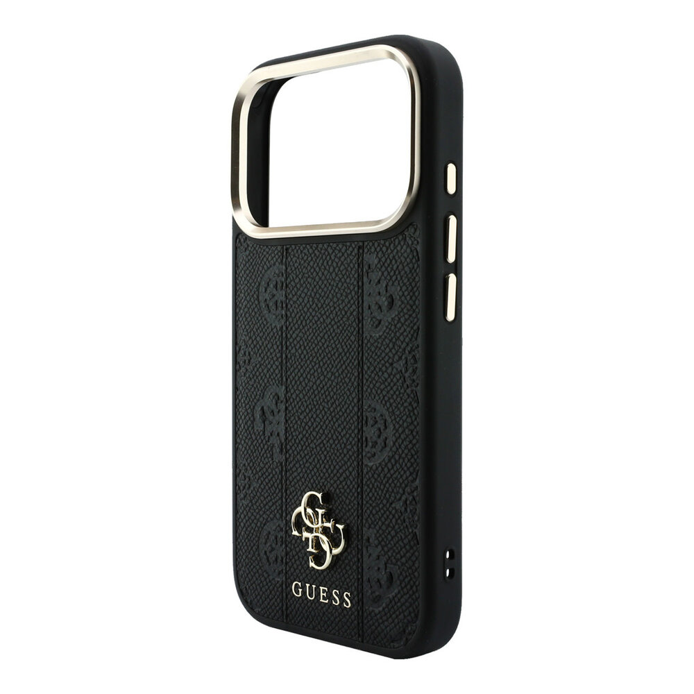 Guess Guess iPhone 18 Pro Back cover coque - HC Magsafe PU Stripe HS Peony 4G Logo - Noir Guess Guess iPhone 18 Pro Back cover coque - HC Magsafe PU Stripe HS Peony 4G Logo - Noir