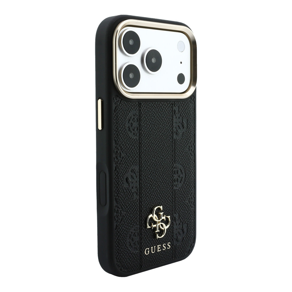 Guess Guess iPhone 18 Pro Backcover hoesje - HC Magsafe PU Stripe HS Peony 4G Logo - Zwart, foto 4 van 6