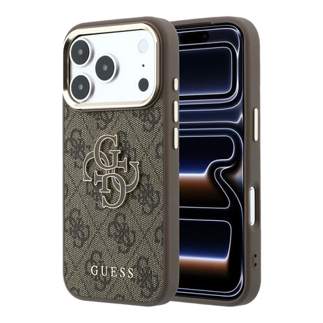 Guess Guess iPhone 18 Pro Max Back cover case - HC 4G PU & Big Resin Logo - Brown Guess Guess iPhone 18 Pro Max Back cover case - HC 4G PU & Big Resin Logo - Brown
