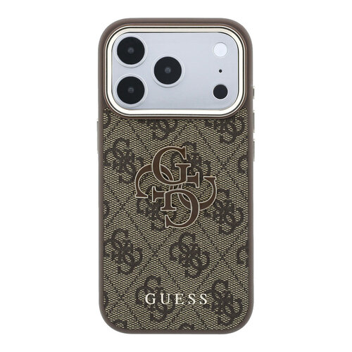 Guess Guess iPhone 18 Pro Max/iPhone 17 Pro Max Hartschalenhülle PU 4G Großes Kunstharzlogo - Braun