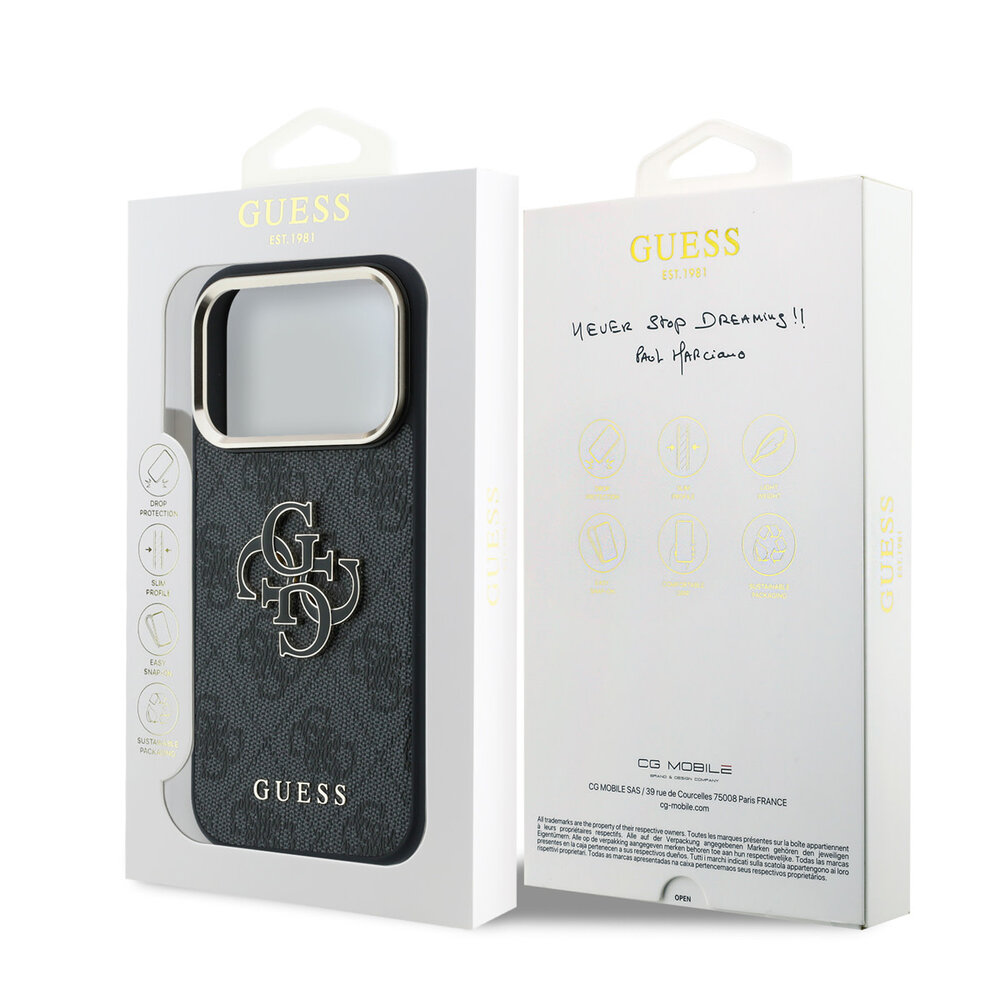 Guess Guess iPhone 18 Pro Max Back cover case - HC 4G PU & Big Resin Logo - Black Guess Guess iPhone 18 Pro Max Back cover case - HC 4G PU & Big Resin Logo - Black