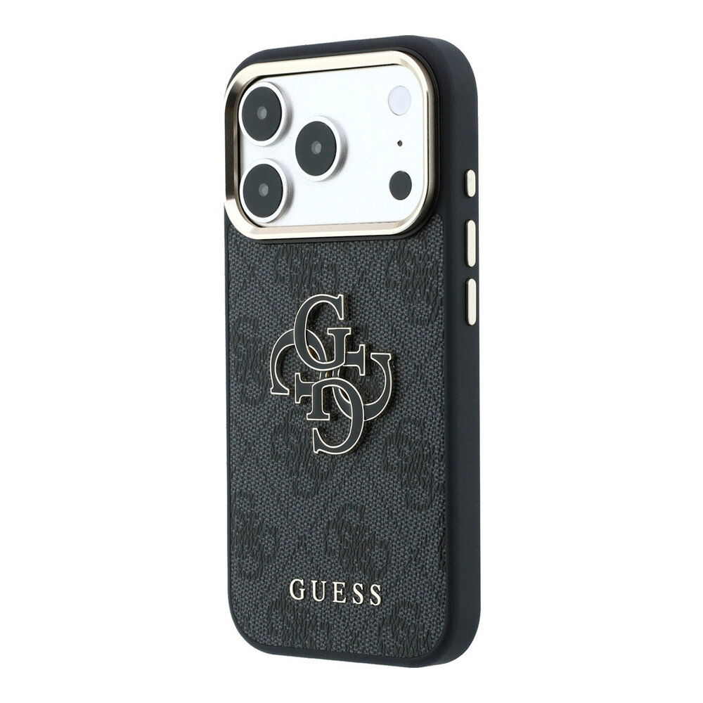 Guess Guess iPhone 18 Pro Back cover case - HC 4G PU & Big Resin Logo - Black