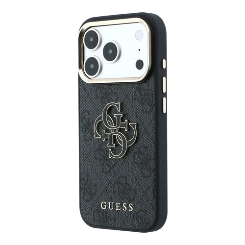 Guess Guess iPhone 18 Pro/iPhone 17 Pro Hartschalenhülle PU 4G Großes Kunstharzlogo - Schwarz