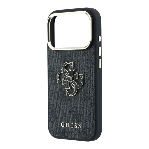 Guess Guess iPhone 18 Pro/iPhone 17 Pro Hartschalenhülle PU 4G Großes Kunstharzlogo - Schwarz
