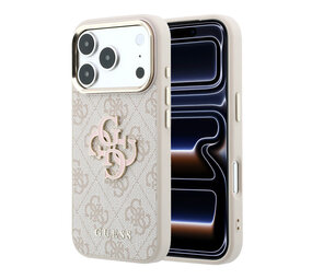 Guess Guess iPhone 18 Pro Back cover coque - HC 4G PU & Big Resin Logo - Rose Guess Guess iPhone 18 Pro Back cover coque - HC 4G PU & Big Resin Logo - Rose