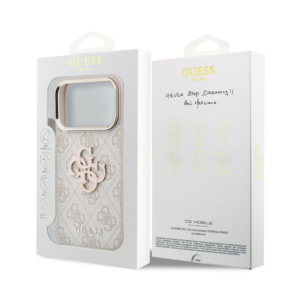 Guess Guess iPhone 18 Pro Max Back-Cover hul - HC 4G PU & Big Resin Logo - Rosa