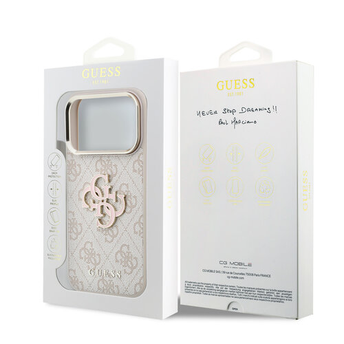 Guess Guess iPhone 18 Pro Max/iPhone 17 Pro Max Hartschalenhülle PU 4G Großes Kunstharzlogo - Rosa