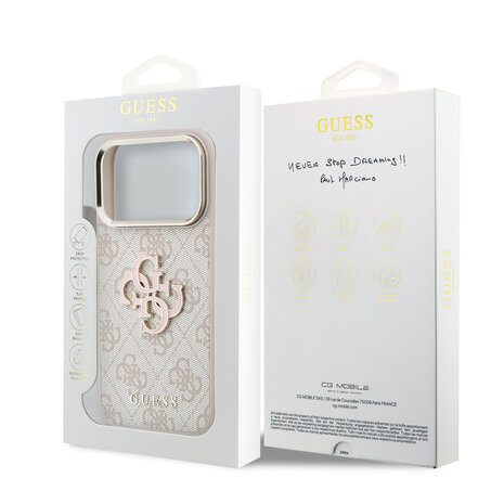 Guess Guess iPhone 18 Pro Max Back-Cover hul - HC 4G PU & Big Resin Logo - Rosa