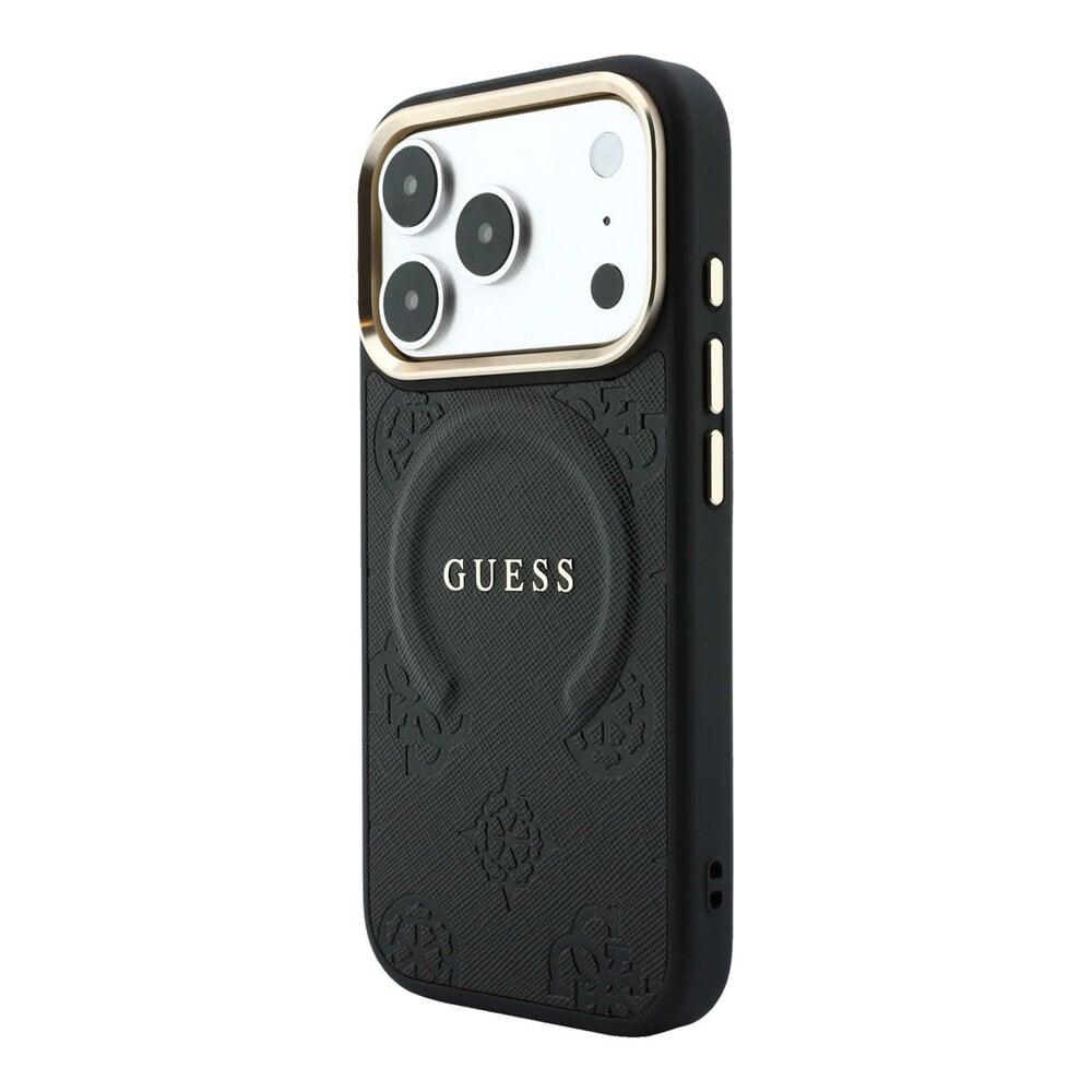 Guess Guess iPhone 18 Pro Max Back cover coque - HC Magsafe Saffiano HS Peony & Ring - Noir Guess Guess iPhone 18 Pro Max Back cover coque - HC Magsafe Saffiano HS Peony & Ring - Noir