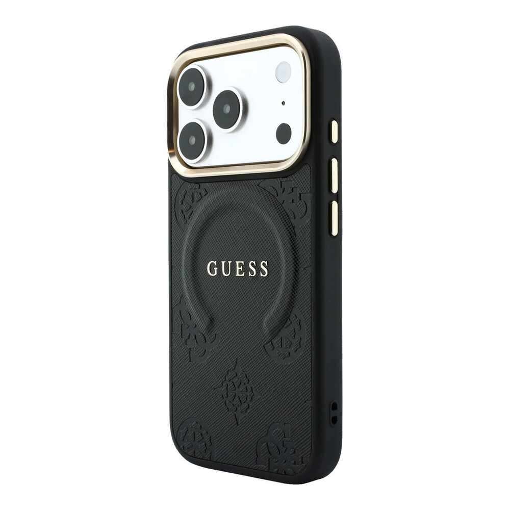 Guess Guess iPhone 18 Pro Max Back-Cover hul - HC Magsafe Saffiano HS Peony & Ring - Schwarz Guess Guess iPhone 18 Pro Max Back-Cover hul - HC Magsafe Saffiano HS Peony & Ring - Schwarz