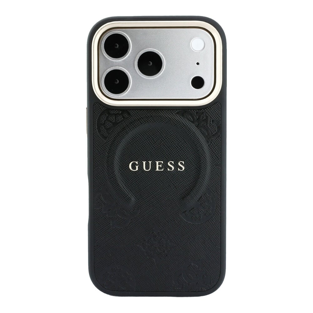 Guess Guess iPhone 18 Pro Max Backcover hoesje - HC Magsafe Saffiano HS Peony & Ring - Zwart Guess Guess iPhone 18 Pro Max Backcover hoesje - HC Magsafe Saffiano HS Peony & Ring - Zwart