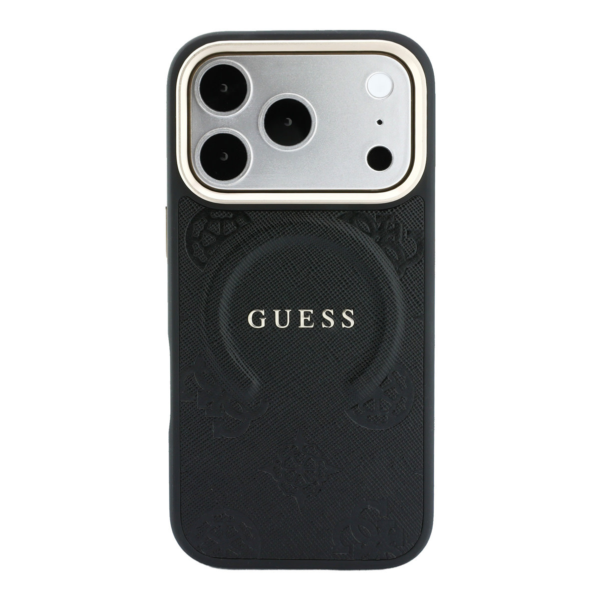 Guess Guess iPhone 18 Pro Max Backcover hoesje - HC Magsafe Saffiano HS Peony & Ring - Zwart, foto 3 van 6