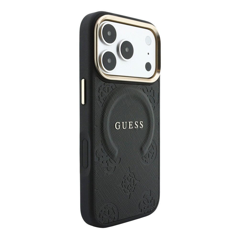 Guess Guess iPhone 18 Pro Max Backcover hoesje - HC Magsafe Saffiano HS Peony & Ring - Zwart Guess Guess iPhone 18 Pro Max Backcover hoesje - HC Magsafe Saffiano HS Peony & Ring - Zwart