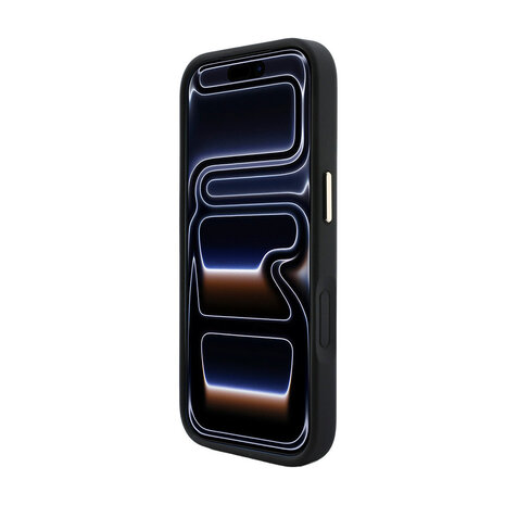 Guess Guess iPhone 18 Pro Max Back cover case - HC Magsafe Saffiano HS Peony & Ring - Black Guess Guess iPhone 18 Pro Max Back cover case - HC Magsafe Saffiano HS Peony & Ring - Black