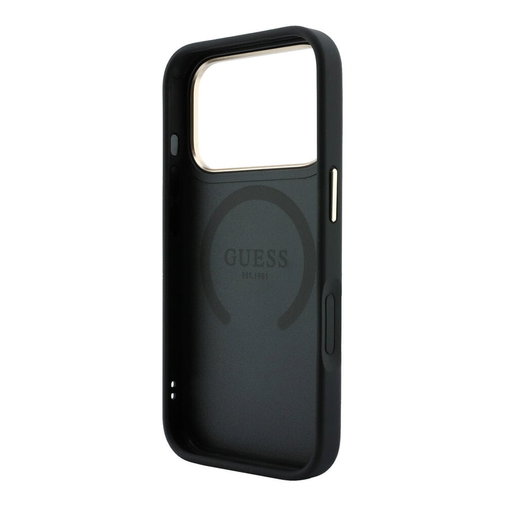 Guess Guess iPhone 18 Pro Max Back cover coque - HC Magsafe Saffiano HS Peony & Ring - Noir Guess Guess iPhone 18 Pro Max Back cover coque - HC Magsafe Saffiano HS Peony & Ring - Noir