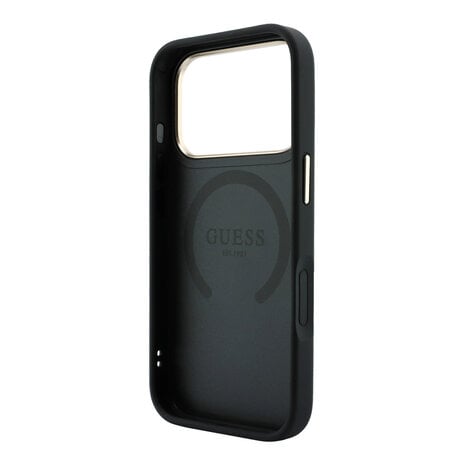 Guess Guess iPhone 18 Pro Max Back cover coque - HC Magsafe Saffiano HS Peony & Ring - Noir Guess Guess iPhone 18 Pro Max Back cover coque - HC Magsafe Saffiano HS Peony & Ring - Noir