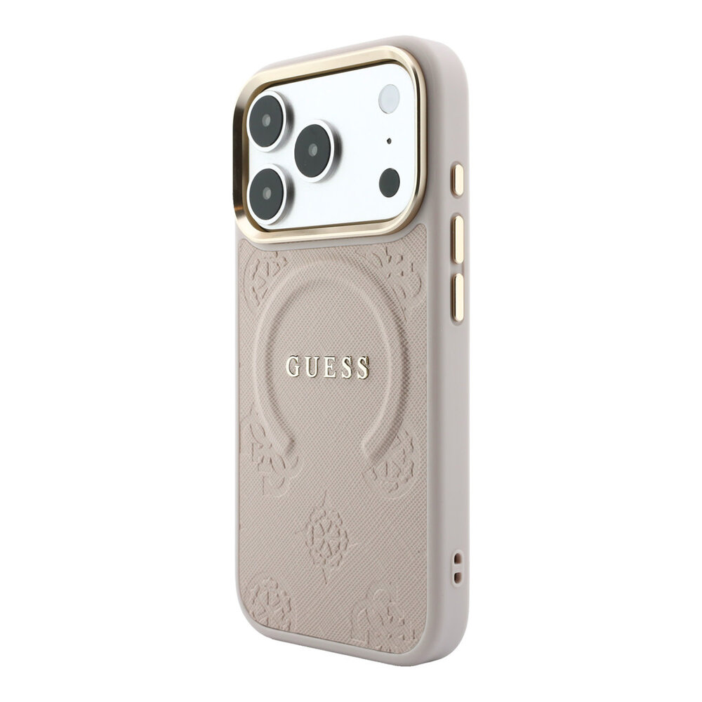 Guess Guess iPhone 18 Pro Max Back cover case - HC Magsafe Saffiano HS Peony & Ring - Pink Guess Guess iPhone 18 Pro Max Back cover case - HC Magsafe Saffiano HS Peony & Ring - Pink