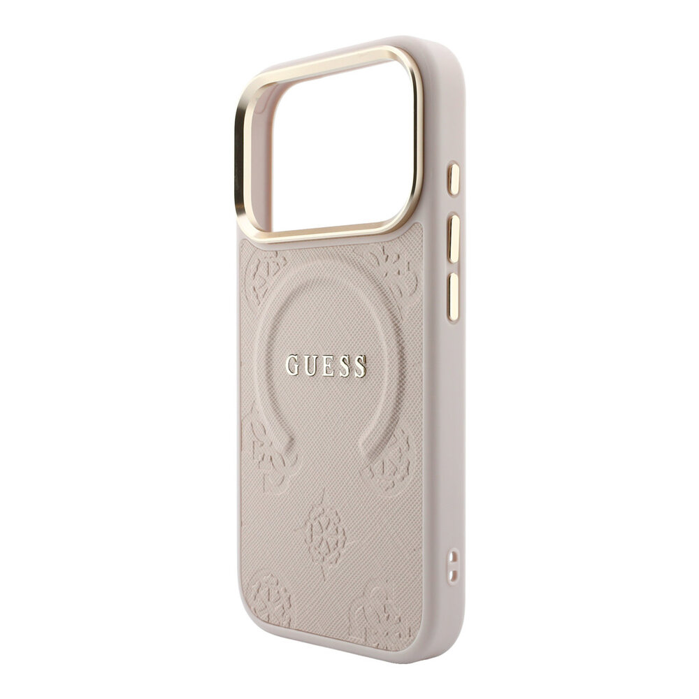Guess Guess iPhone 18 Pro Max Back cover case - HC Magsafe Saffiano HS Peony & Ring - Pink Guess Guess iPhone 18 Pro Max Back cover case - HC Magsafe Saffiano HS Peony & Ring - Pink