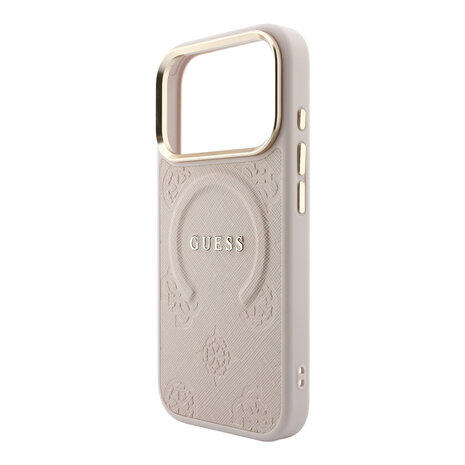 Guess Guess iPhone 18 Pro Max Back cover case - HC Magsafe Saffiano HS Peony & Ring - Pink Guess Guess iPhone 18 Pro Max Back cover case - HC Magsafe Saffiano HS Peony & Ring - Pink