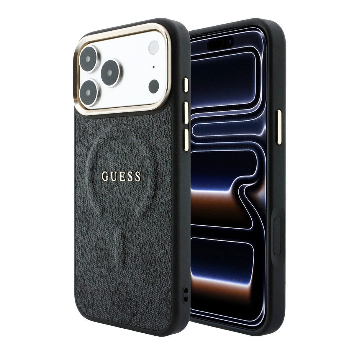 Guess Guess iPhone 18 Pro Max Backcover hoesje - HC Magsafe EMBossed 4G PU With Classic - Zwart