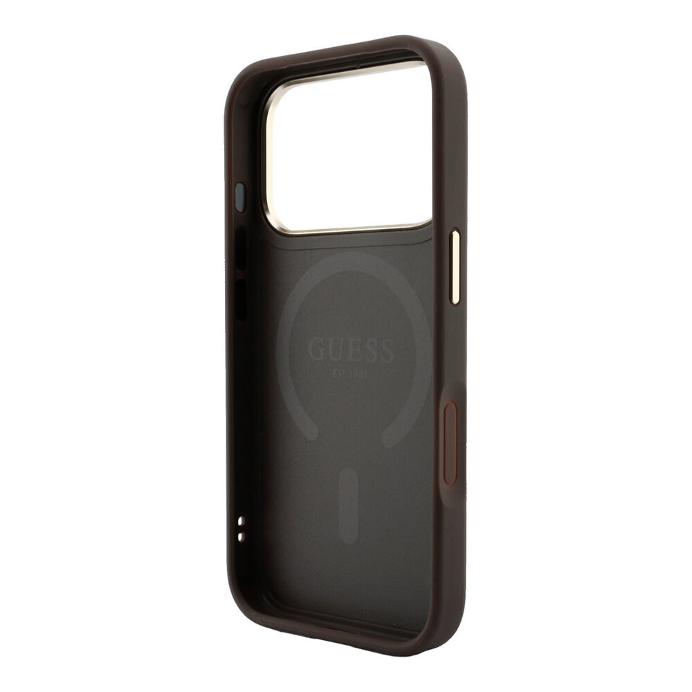 Guess Guess iPhone 18 Pro Max Back cover coque - HC Magsafe EMBossed 4G PU With Classic - Marron