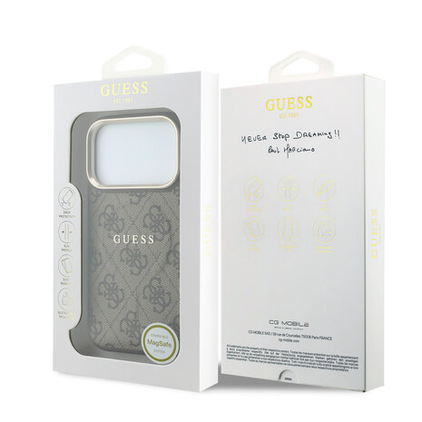Guess Guess iPhone 18 Pro Max Back-Cover hul - HC Magsafe EMBossed 4G PU With Classic - Braun