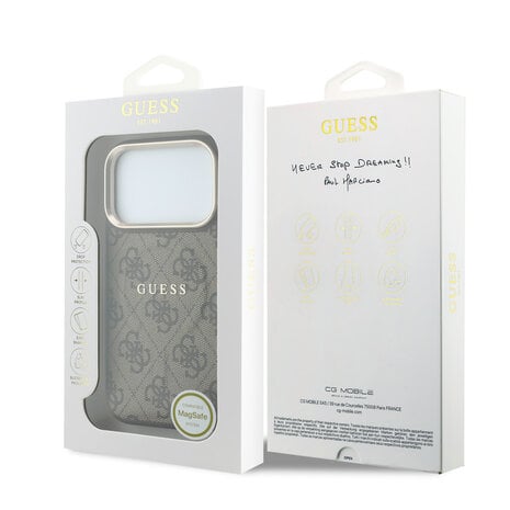Guess Guess iPhone 18 Pro Max Backcover hoesje - HC Magsafe EMBossed 4G PU With Classic - Bruin Guess Guess iPhone 18 Pro Max Backcover hoesje - HC Magsafe EMBossed 4G PU With Classic - Bruin