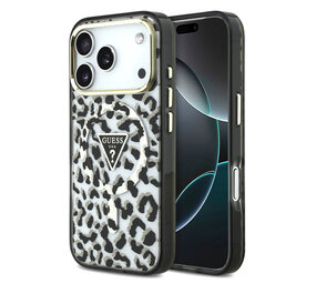 Guess Guess iPhone 18 Pro Back cover coque - HC Magsafe IML Leopard Glitter Triangle Logo - Noir Guess Guess iPhone 18 Pro Back cover coque - HC Magsafe IML Leopard Glitter Triangle Logo - Noir