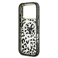 Guess Guess iPhone 18 Pro/iPhone 17 Pro Hardcasehoesje MagSafe IML Luipaardpatroon Glitter Driehoekig logo - Zwart