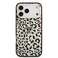 Guess Guess iPhone 18 Pro Max/iPhone 17 Pro Max Coque rigide MagSafe IML Motif léopard Paillettes Logo triangulaire - Noir
