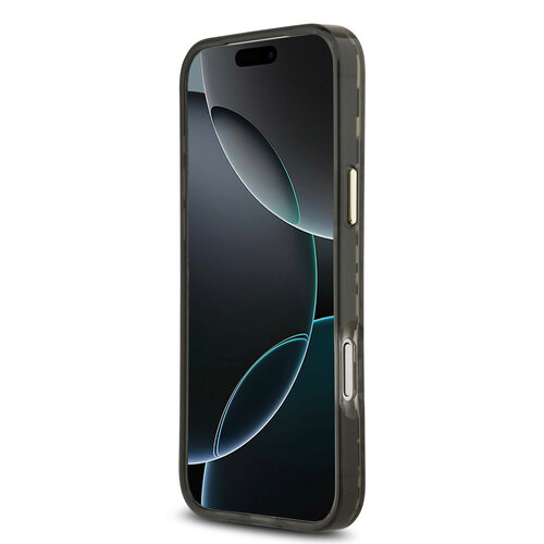 Guess Guess iPhone 18 Pro Max/iPhone 17 Pro Max Hartschalenhülle MagSafe IML Leopardenmuster Glitzer Dreieckiges Logo - Schwarz