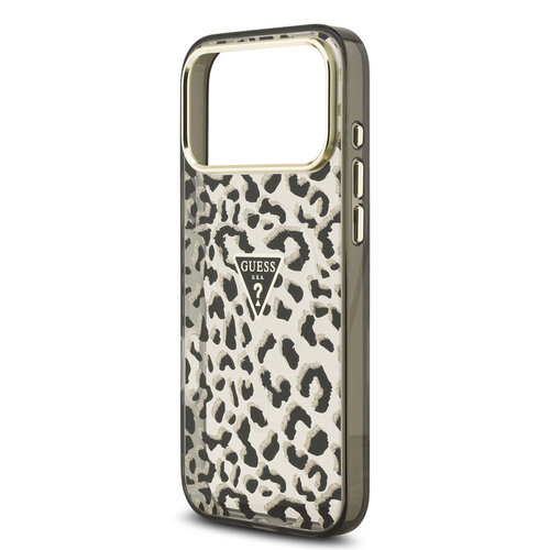 Guess Guess iPhone 18 Pro Max/iPhone 17 Pro Max Hartschalenhülle MagSafe IML Leopardenmuster Glitzer Dreieckiges Logo - Schwarz