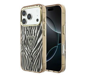 Guess Guess iPhone 18 Pro Max Back-Cover hul - HC Magsafe IML Zebra Glitter Triangle Logo - Gold