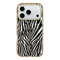 Guess Guess iPhone 18 Pro Max/iPhone 17 Pro Max Hartschalenhülle MagSafe IML Zebramuster Glitzer Dreieckiges Logo - Gold