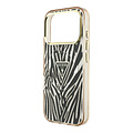 Guess Guess iPhone 18 Pro Max/iPhone 17 Pro Max Hartschalenhülle MagSafe IML Zebramuster Glitzer Dreieckiges Logo - Gold