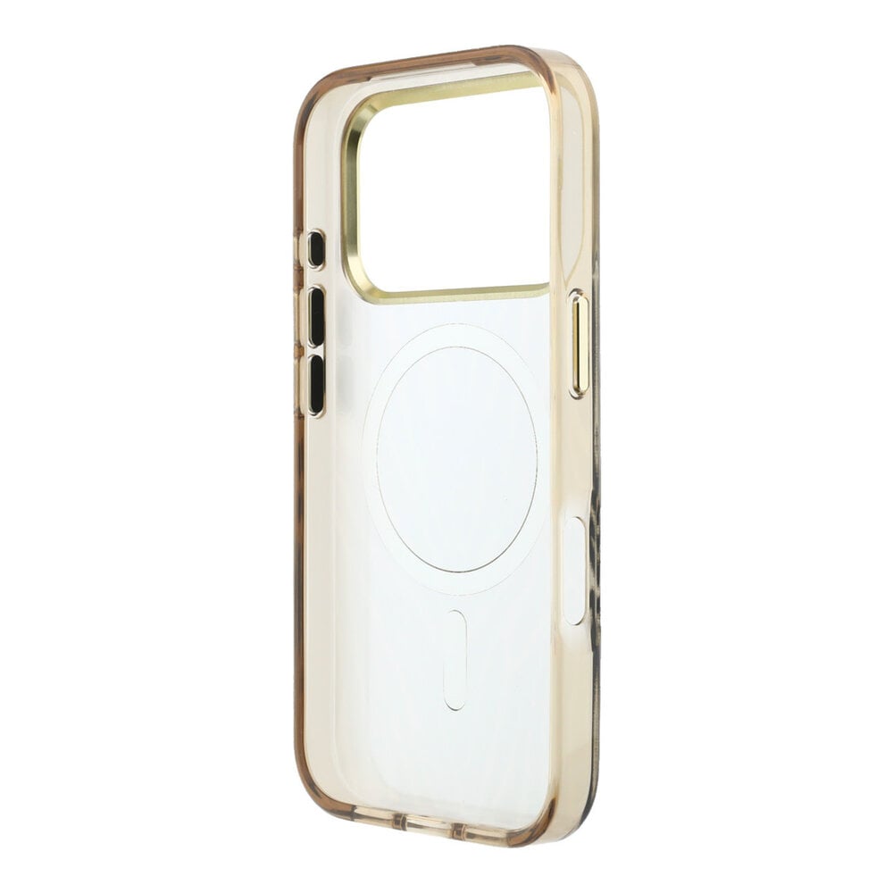 Guess Guess iPhone 18 Pro Max Backcover hoesje - HC Magsafe IML Zebra Glitter Triangle Logo - Goud