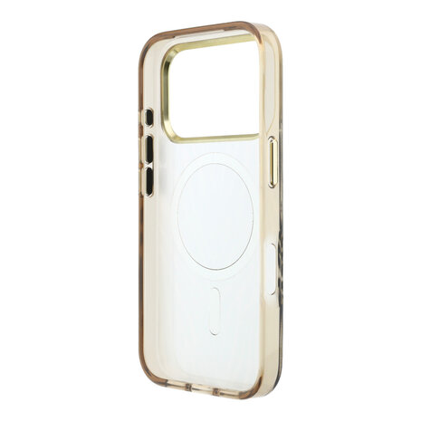 Guess Guess iPhone 18 Pro Max Back cover case - HC Magsafe IML Zebra Glitter Triangle Logo - Gold Guess Guess iPhone 18 Pro Max Back cover case - HC Magsafe IML Zebra Glitter Triangle Logo - Gold