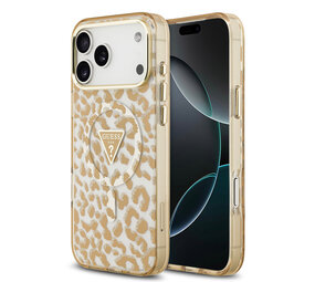 Guess Guess iPhone 18 Pro Max Back-Cover hul - HC Magsafe IML Leopard Glitter Triangle - Braun