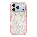 Guess Guess iPhone 18 Pro/iPhone 17 Pro Hardcasehoesje MagSafe IML Luipaardpatroon Glitter Driehoekig logo - Roze