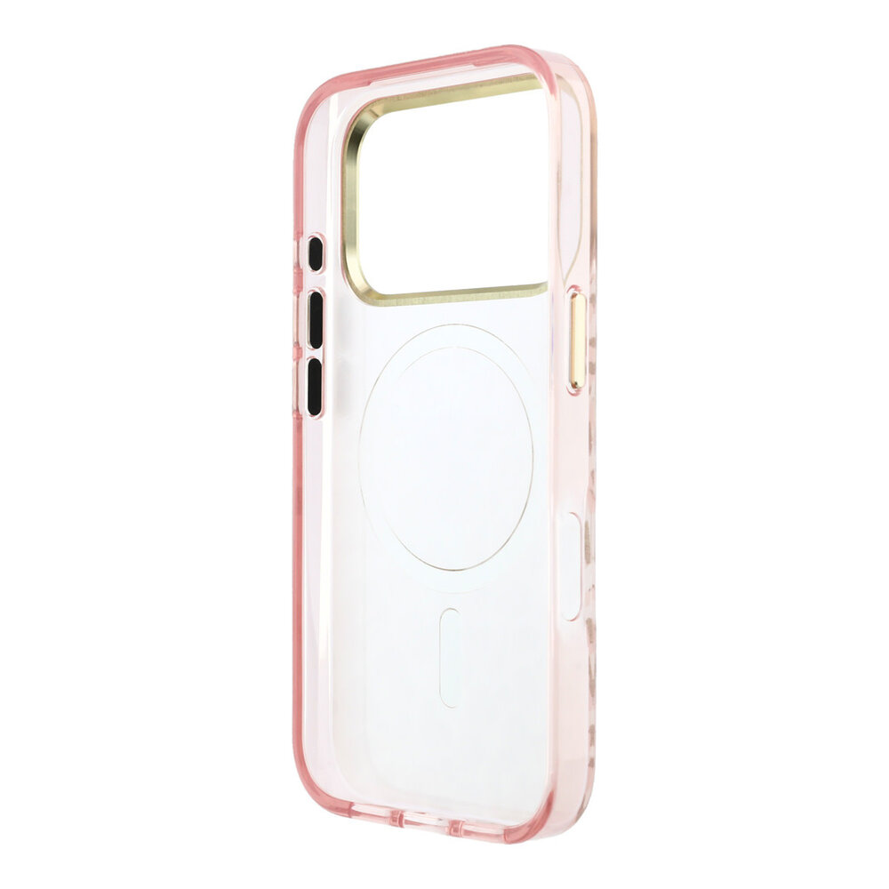 Guess Guess iPhone 18 Pro Back-Cover hul - HC Magsafe IML Leopard Glitter Triangle Logo - Rosa Guess Guess iPhone 18 Pro Back-Cover hul - HC Magsafe IML Leopard Glitter Triangle Logo - Rosa