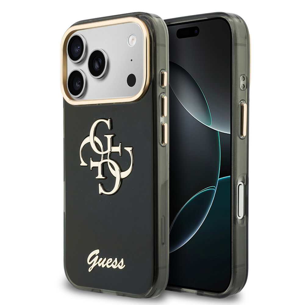 Guess Guess iPhone 18 Pro Back-Cover hul - HC IML 4G Script Metal - Schwarz