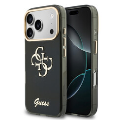 Guess iPhone 18 Pro/iPhone 17 Pro Coque rigide - IML - Logo 4G métallique en écriture cursive - Noir
