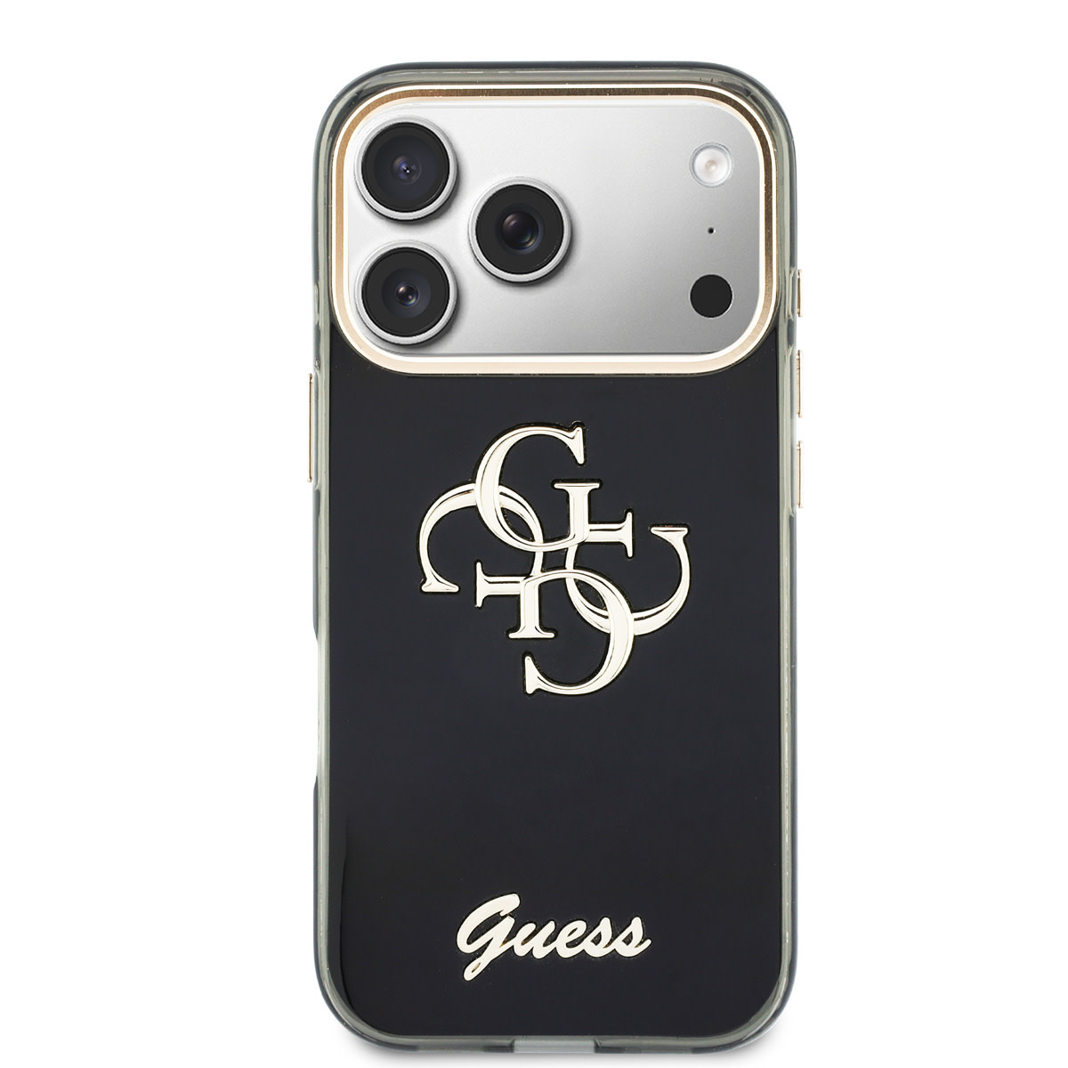 Guess Guess iPhone 18 Pro Backcover hoesje - HC IML 4G Script Metal - Zwart, foto 3 van 6
