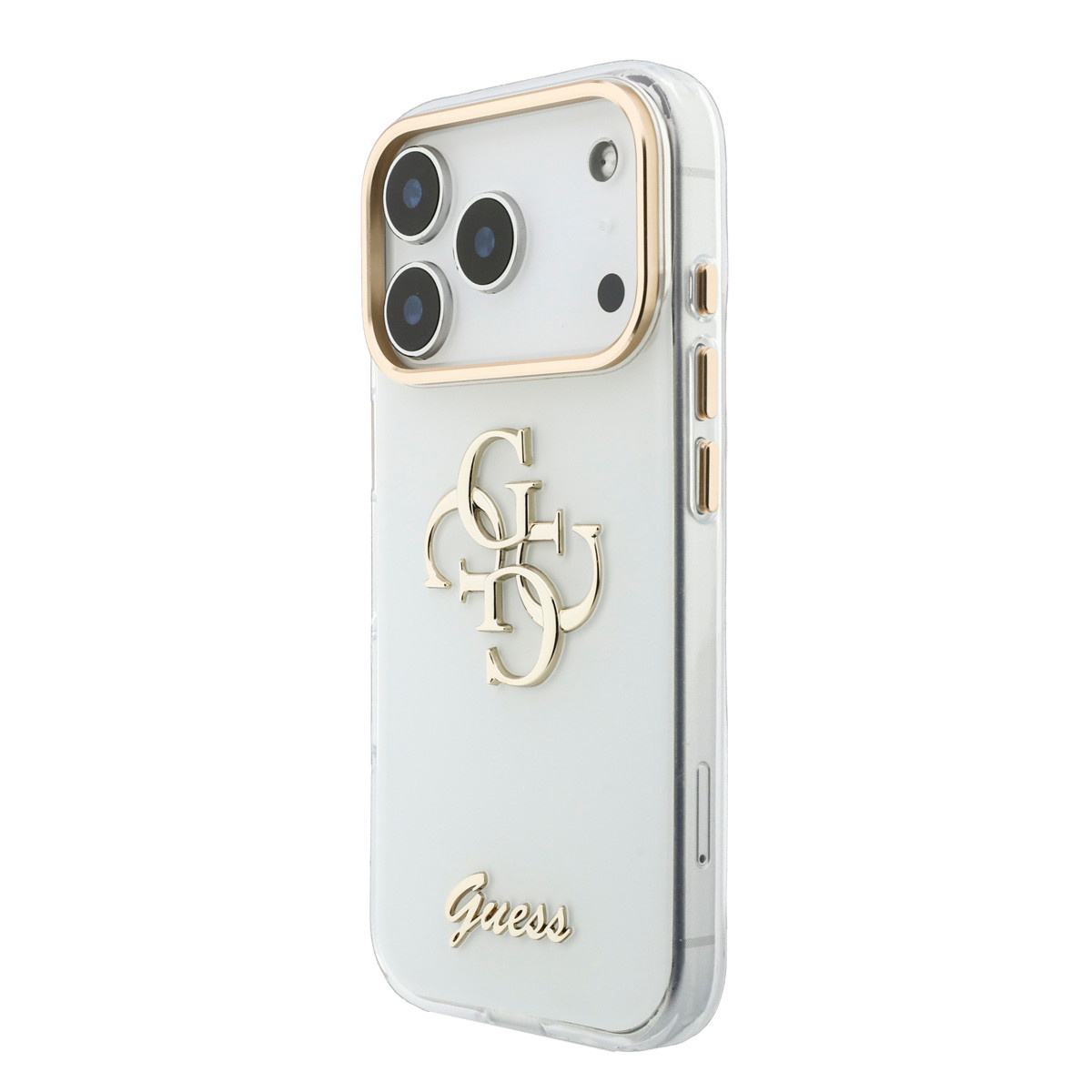 Guess Guess iPhone 18 Pro Backcover hoesje - HC IML 4G Script Metal - Wit, foto 2 van 6